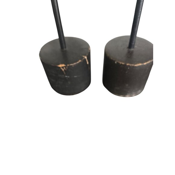 Hand-Carved African-Inspired Wooden Female Figurines Statues On Black Stands - Picture 16 of 16